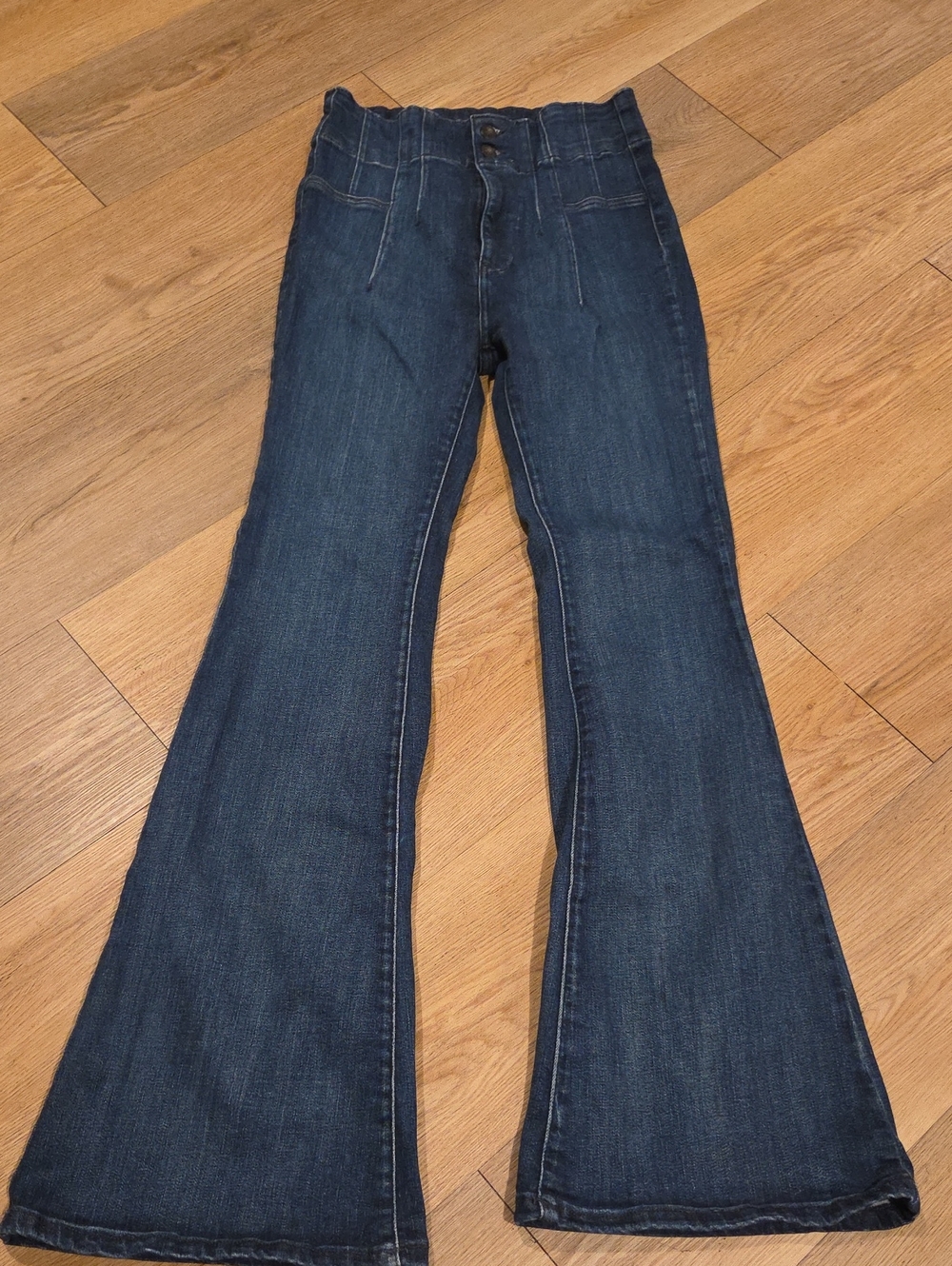 We The Free Dark Blue High-Rise Flare Jeans